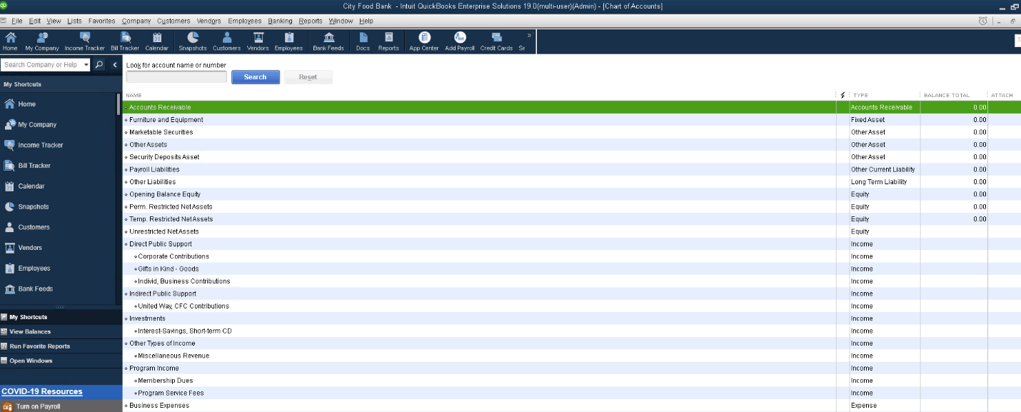 Unified Chart of Accounts